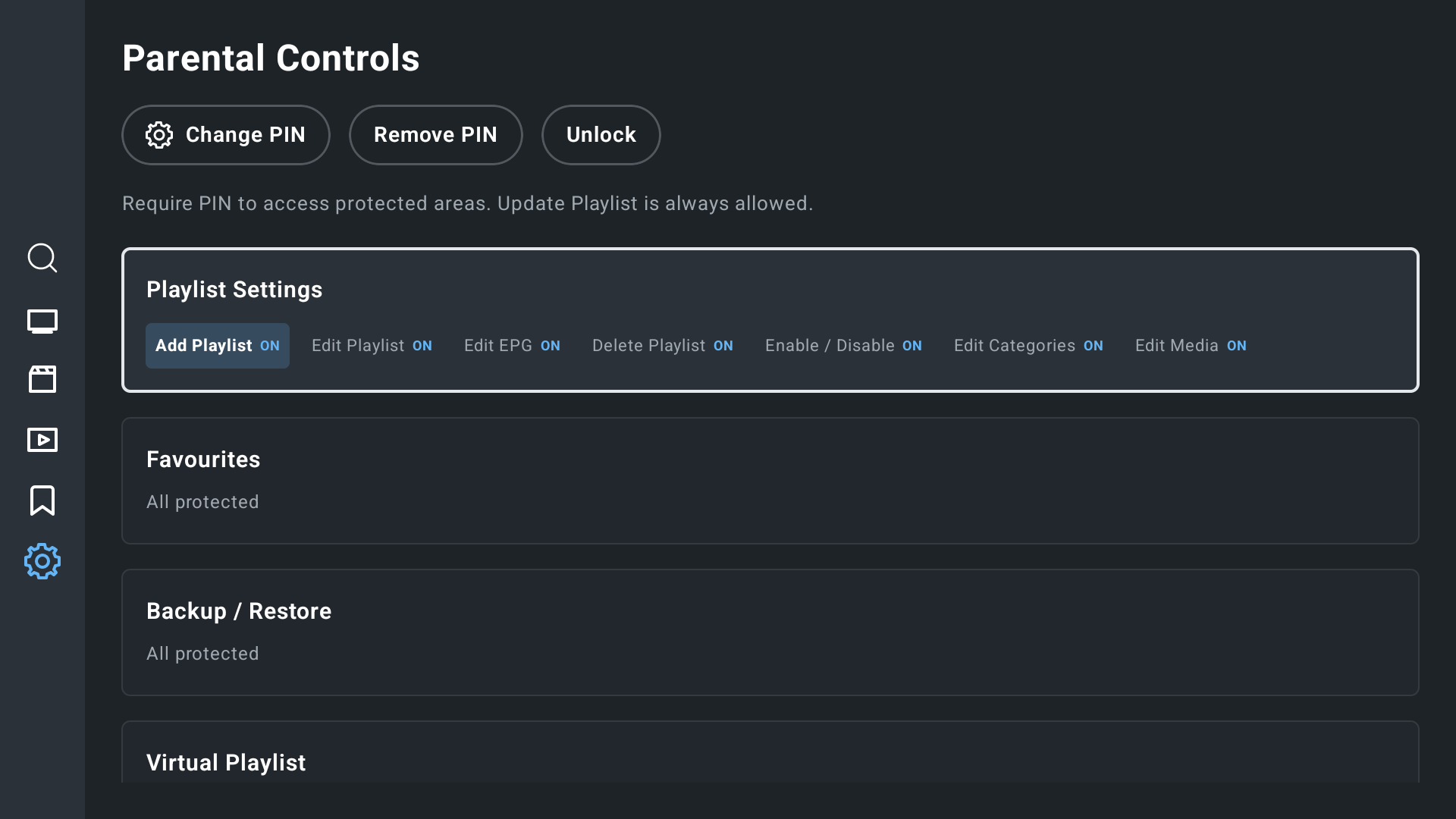 TubPlayer Parental Controls