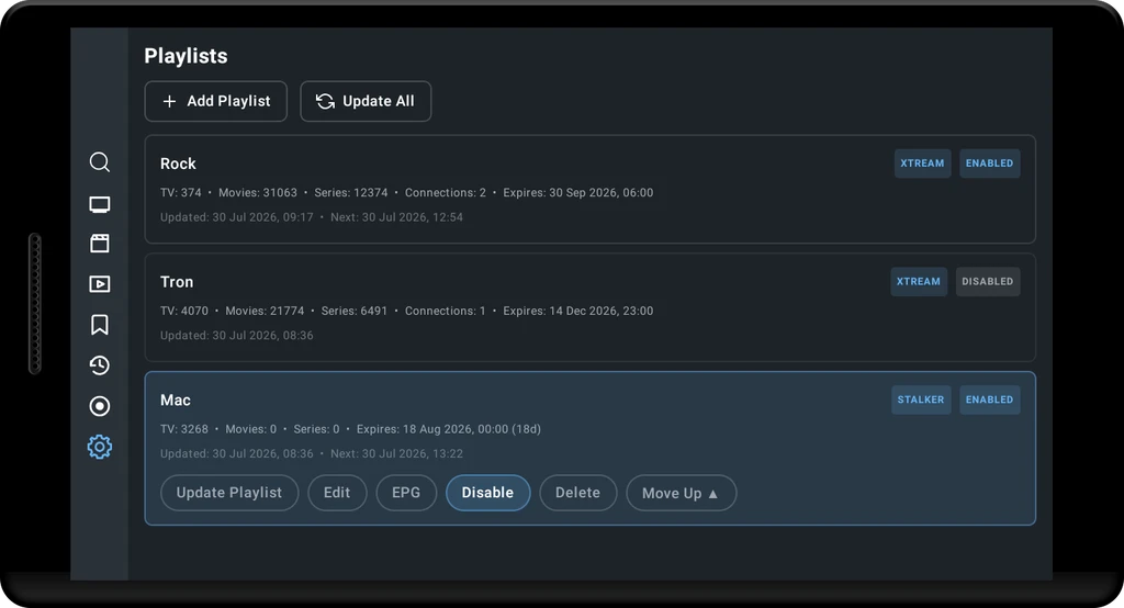 TubPlayer Playlist Management